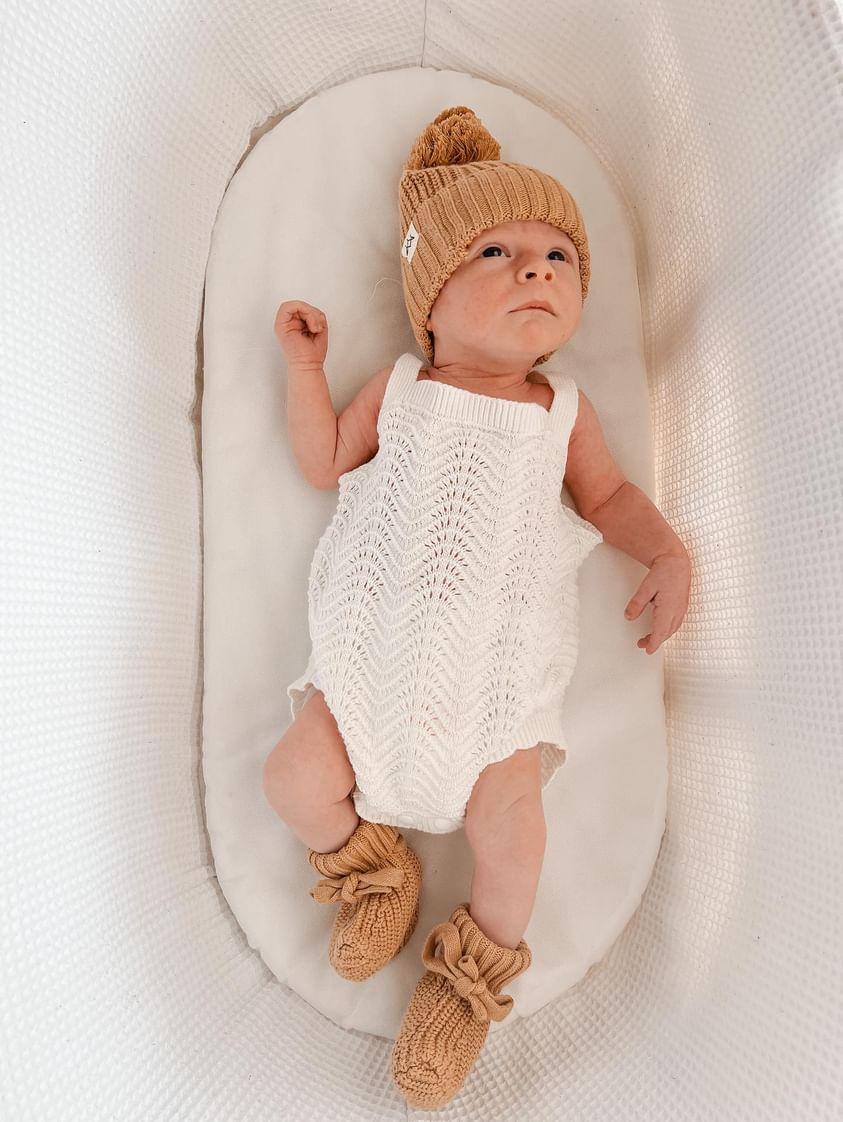 3LC Wave Knit Bodysuit Ivory Brave Little Lamb - Main Image