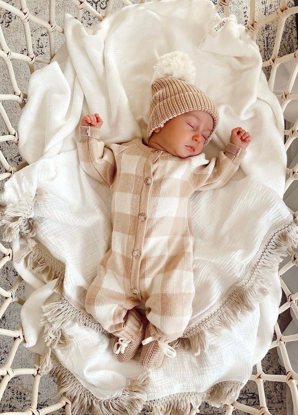 Classic Knit Romper | Caramel Gingham