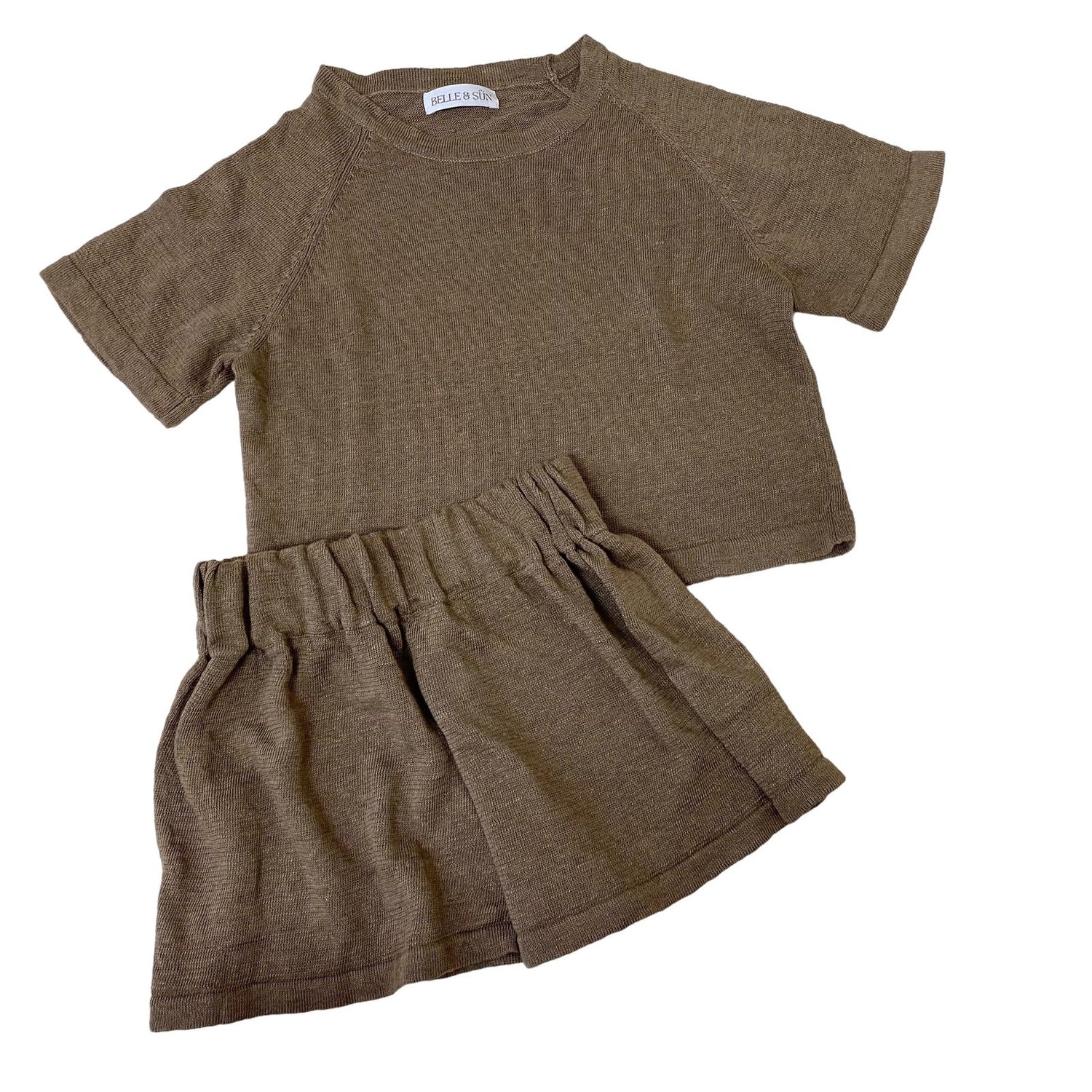 Linen Tee & Shorts Set | Mocha