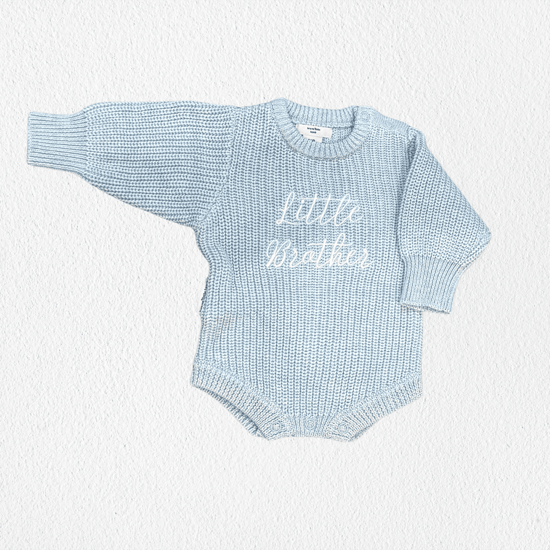 'Little Brother' Announcement Romper | Sky