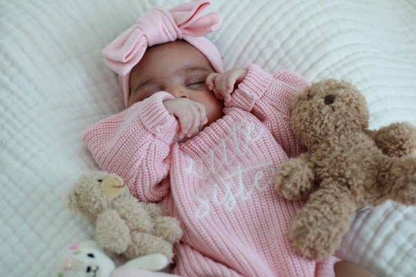 'Little Sister' Announcement Romper | Peony