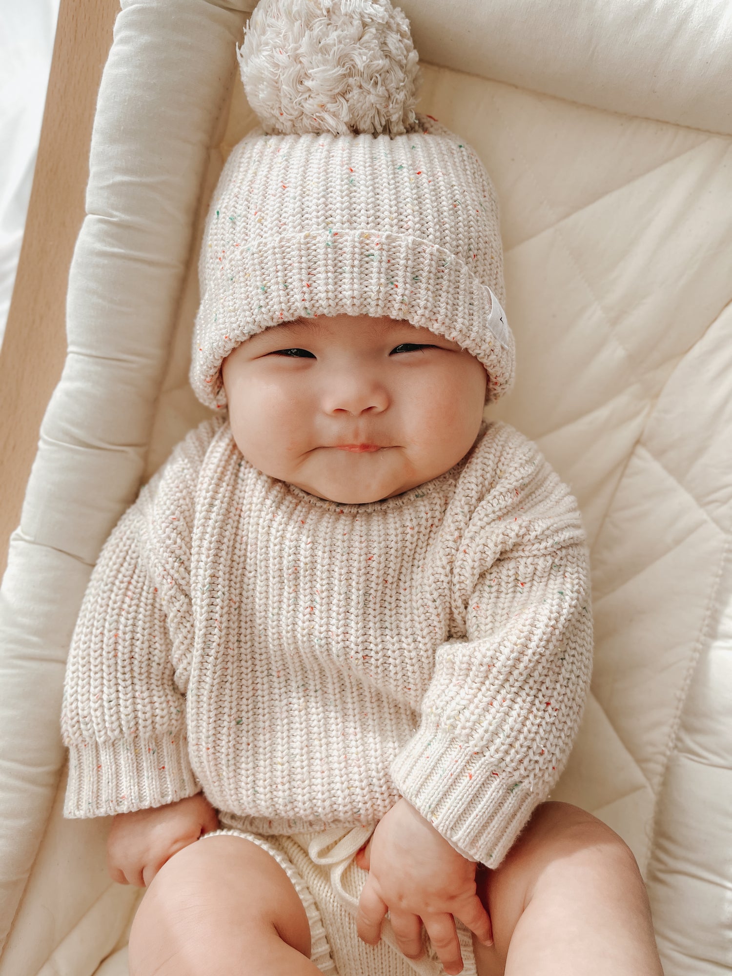 Textured Knit Sweater | Oatmeal Fleck