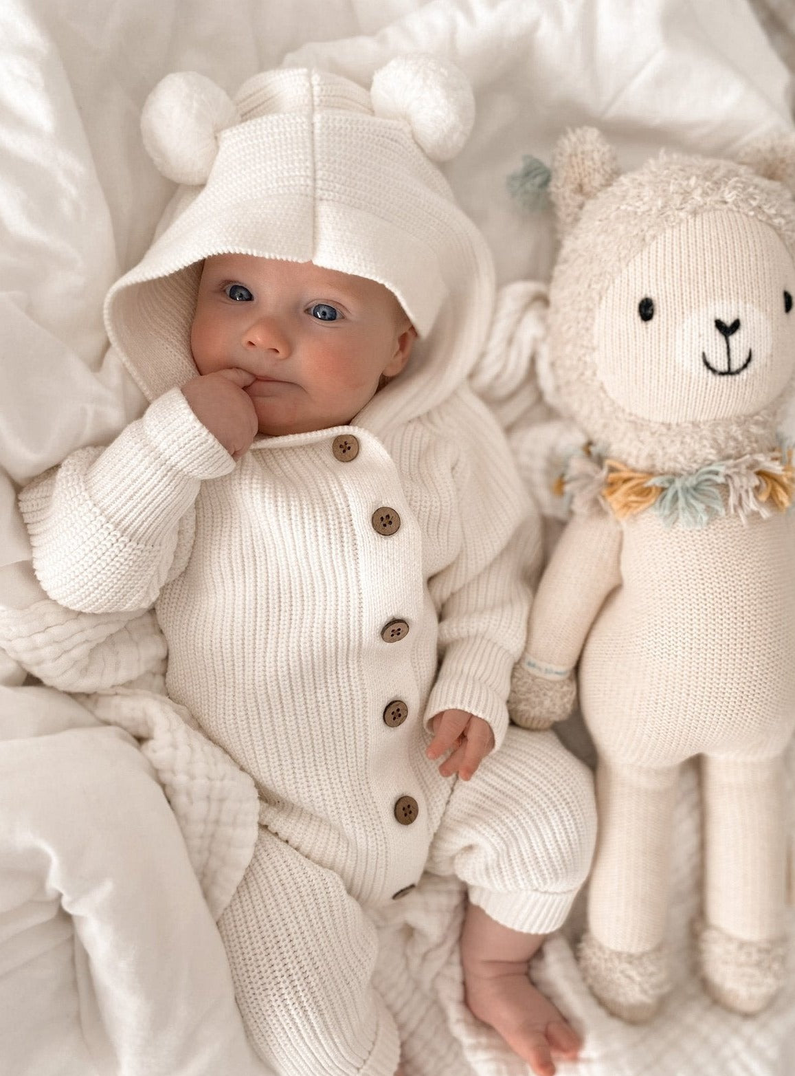 Classic Hoodie Romper Milk Baby Hoodie Romper - Main Image