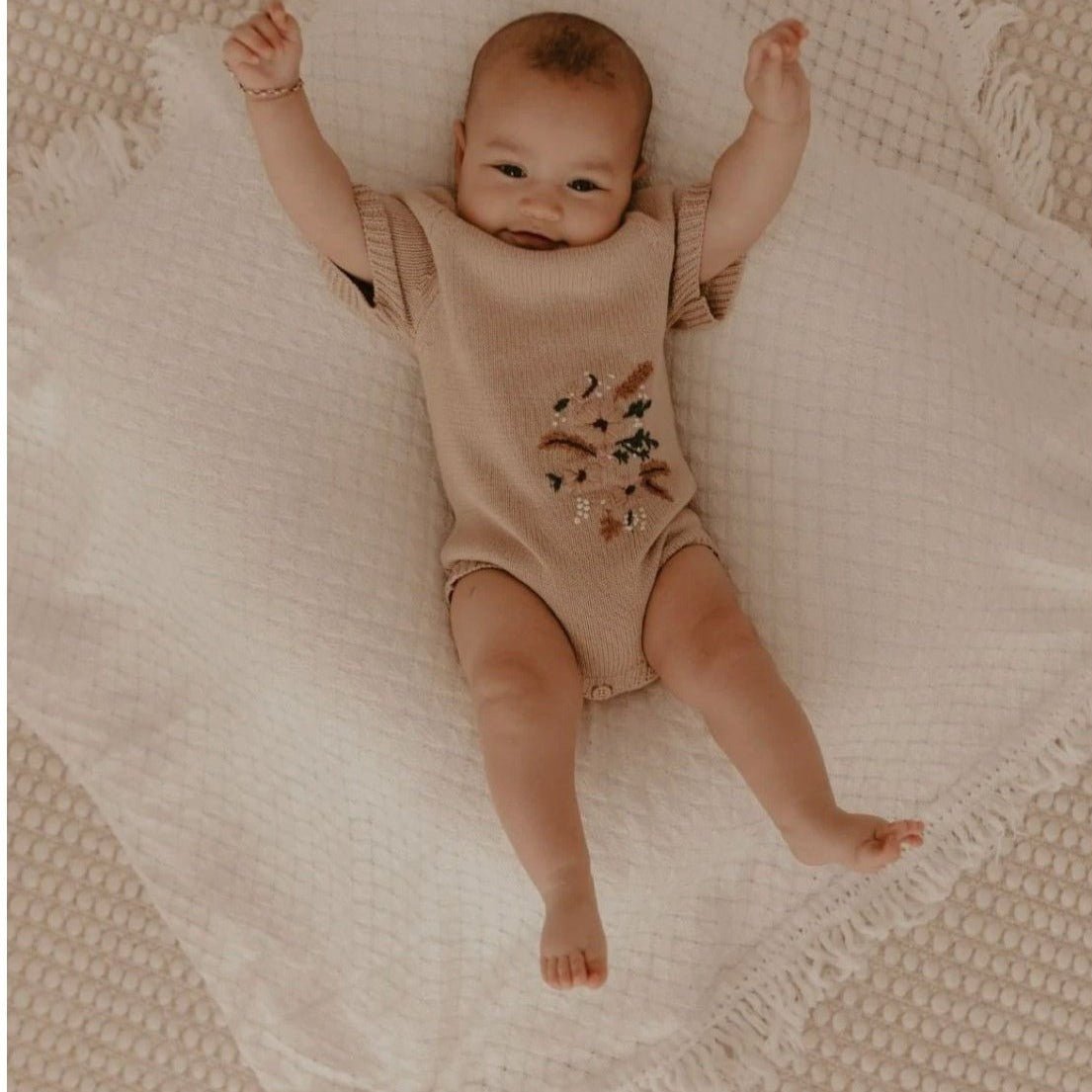 Embroidered Organic Knit Romper | Remy