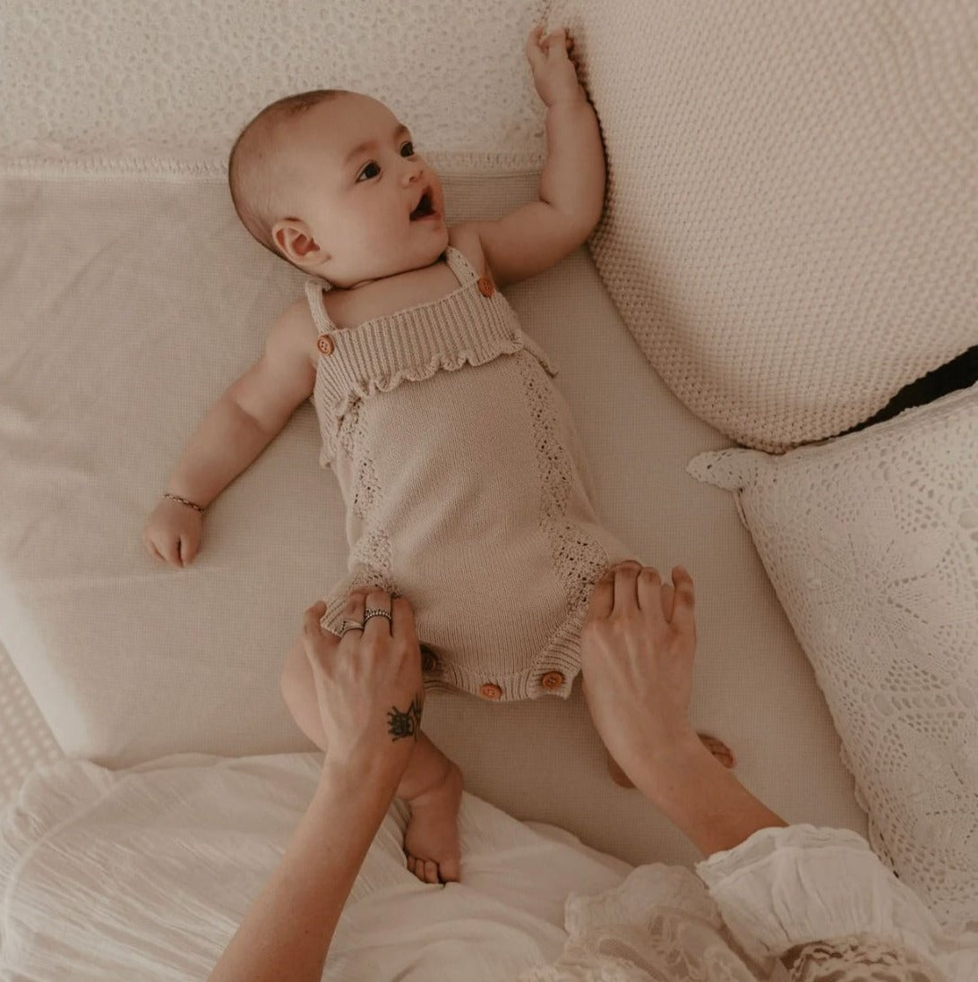 Hattie Organic Knit Romper | Taupe