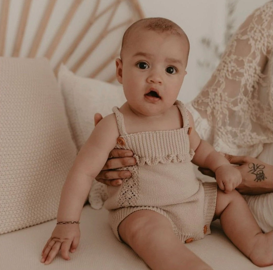 Hattie Organic Knit Romper | Taupe