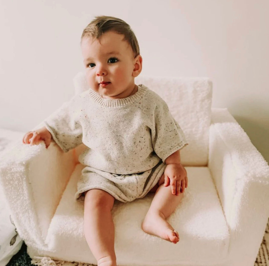 Knitted Shorts | Beige Speckled