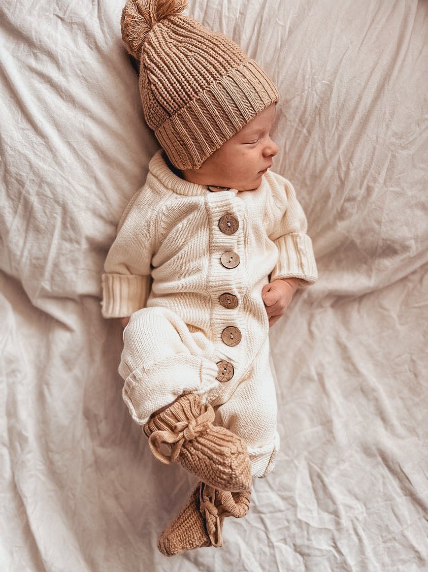 Beanie For Infant | 3LC Textured Knit Beanie | Brave Little Lamb