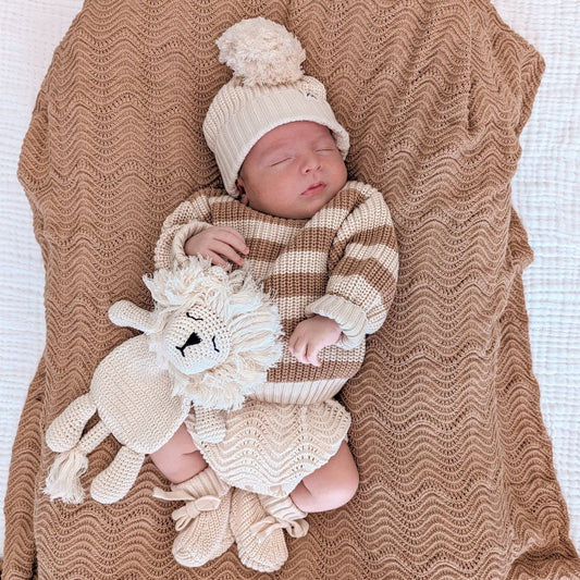 Booties For Newborns | Textured Knit Booties | Brave Little Lamb