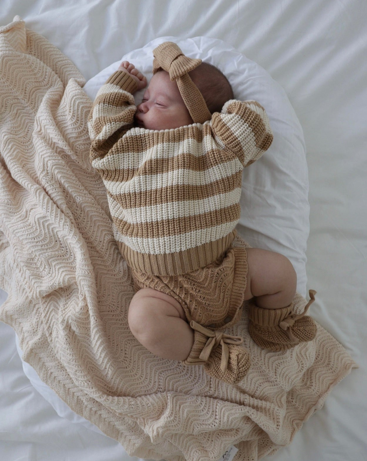 3LC Wave Knit Blanket | Oat