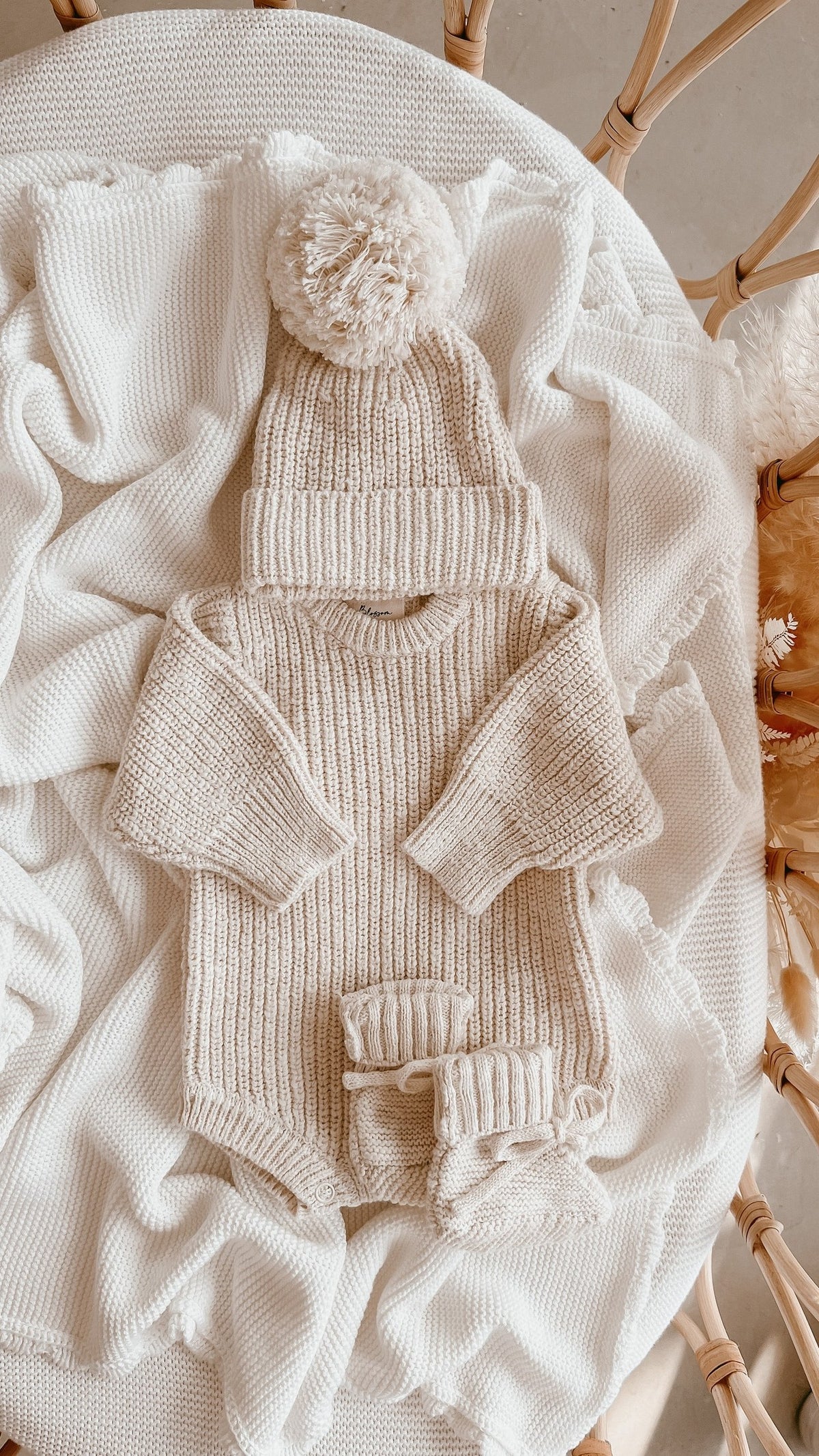 B & P Chunky Knit Booties | Honey