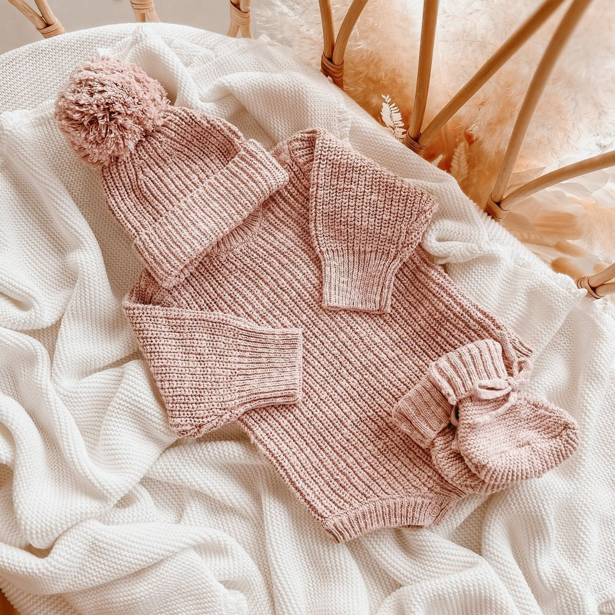 Chunky Knit Romper | Blush