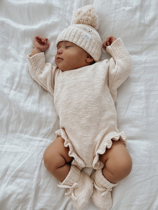 Knitted Newborn Romper | Bubble Knit Romper | Brave Little Lamb
