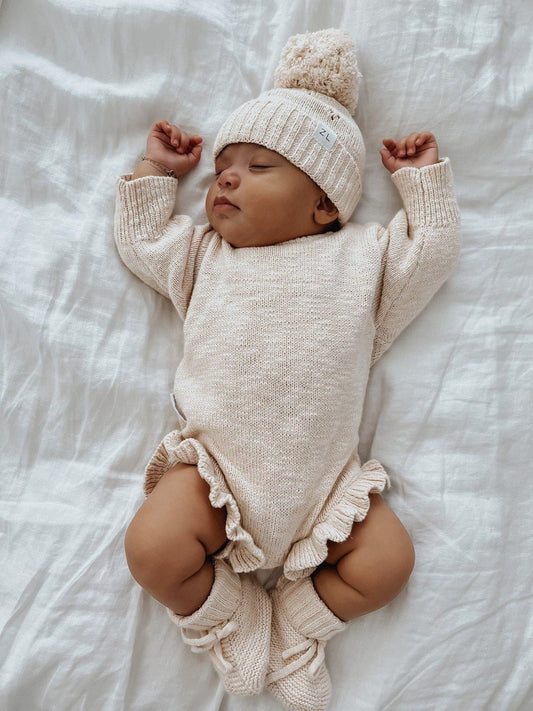 Knitted Newborn Romper | Bubble Knit Romper | Brave Little Lamb