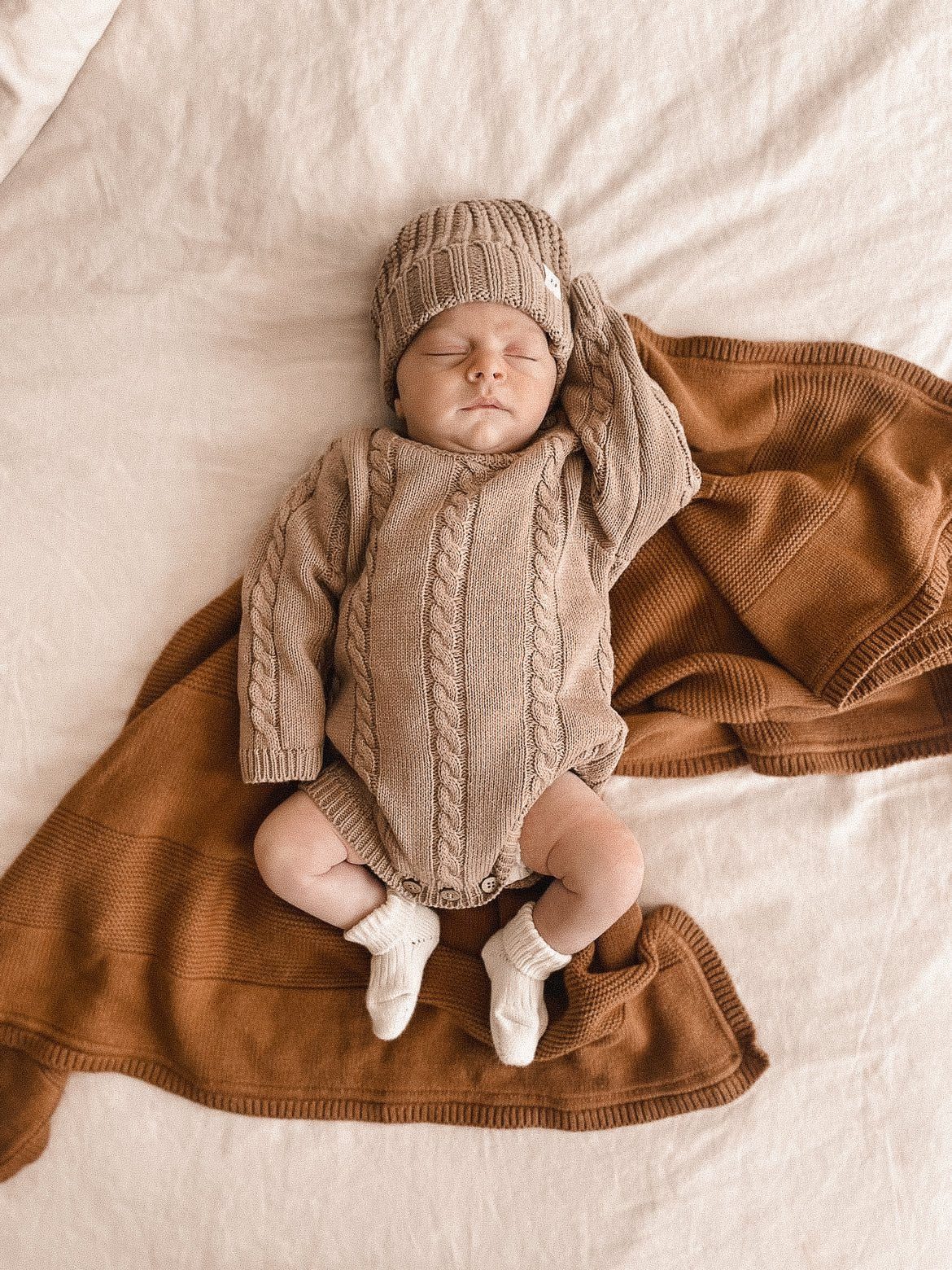 Cable Knit Romper Acorn Brave Little Lamb - Main Image