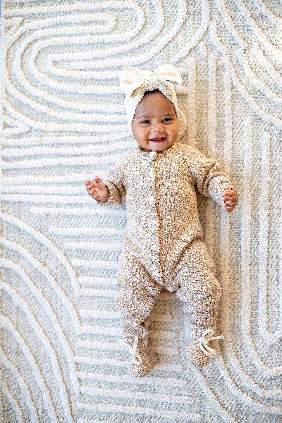 Classic Knit Romper - Almond