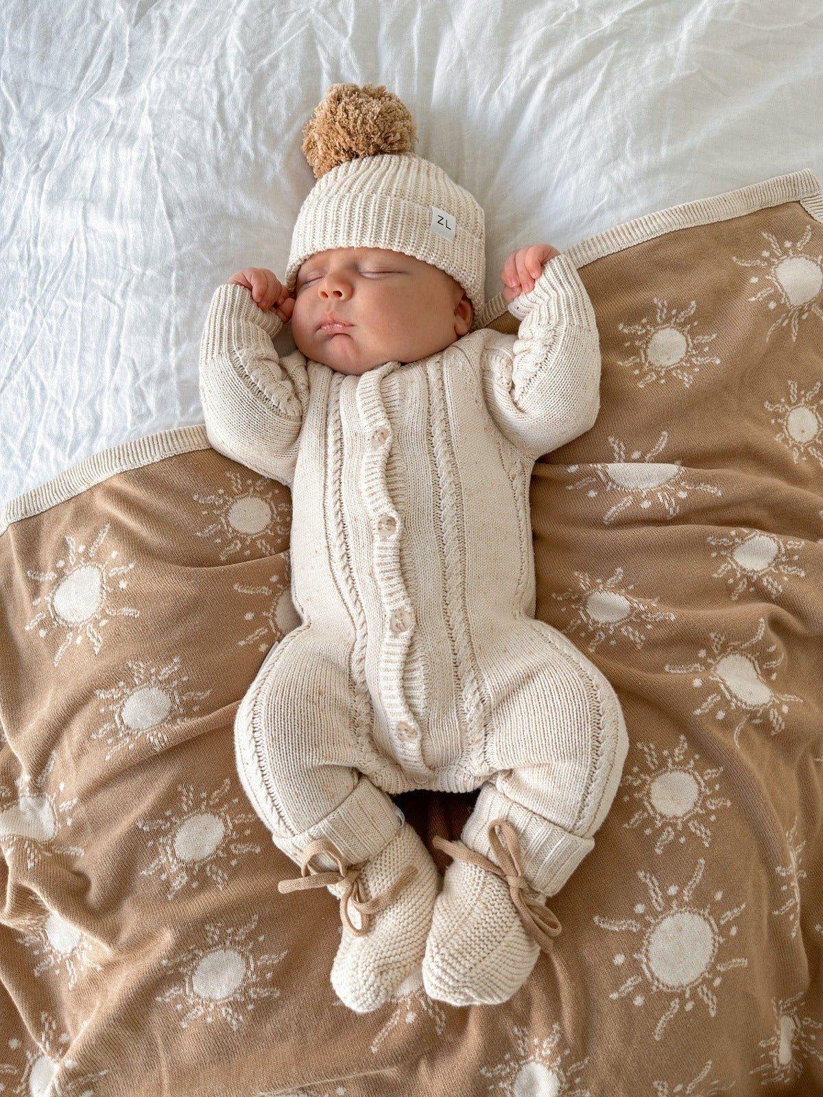 Winter Newborn Outfit | Baby Knit Romper | Brave Little Lamb