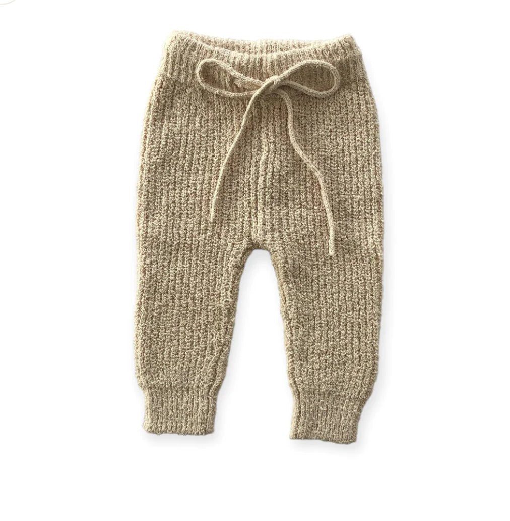 Combed Cotton Knitted Pants | Bone