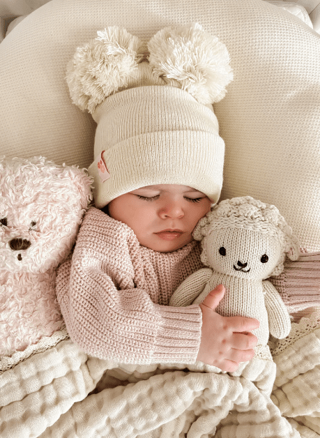 Newborn Winter Beanie | Double Pom Beanie | Brave Little Lamb