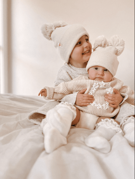 Newborn Winter Beanie | Double Pom Beanie | Brave Little Lamb