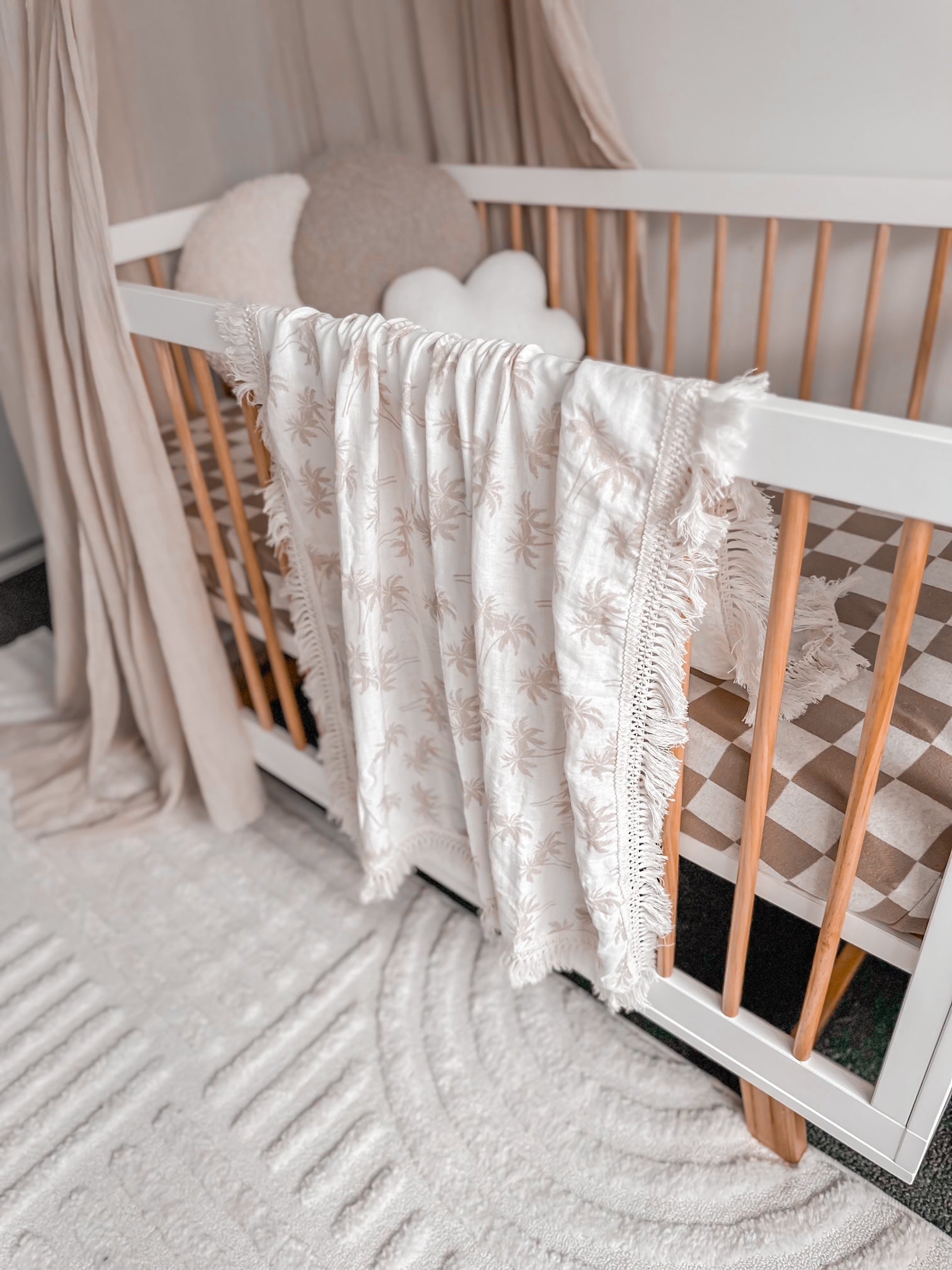 Fringe Swaddle Blanket | Palm