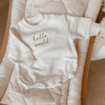 'Hello World' Bubble Romper | White