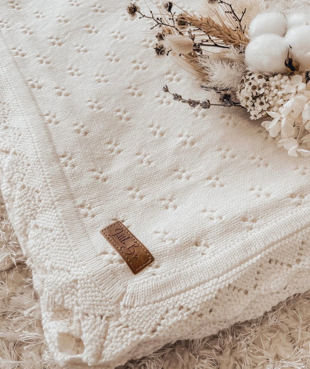 Pointelle Knit Blanket - Milk