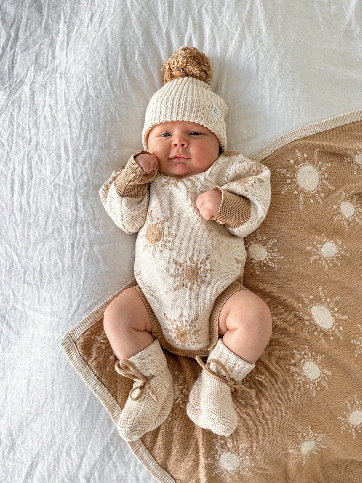 Knit Booties - Biscotti Fleck