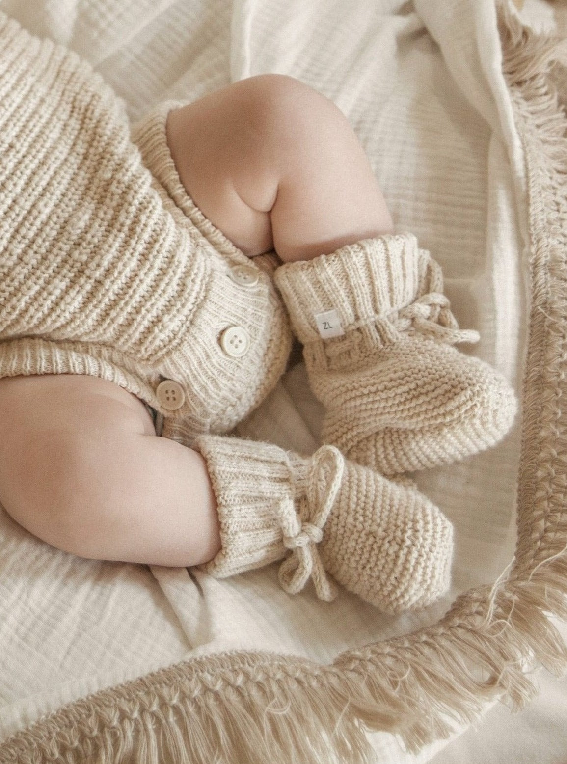 Knit Booties - Honey