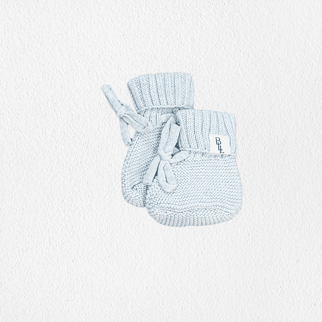 Knit Tie Booties - Sky