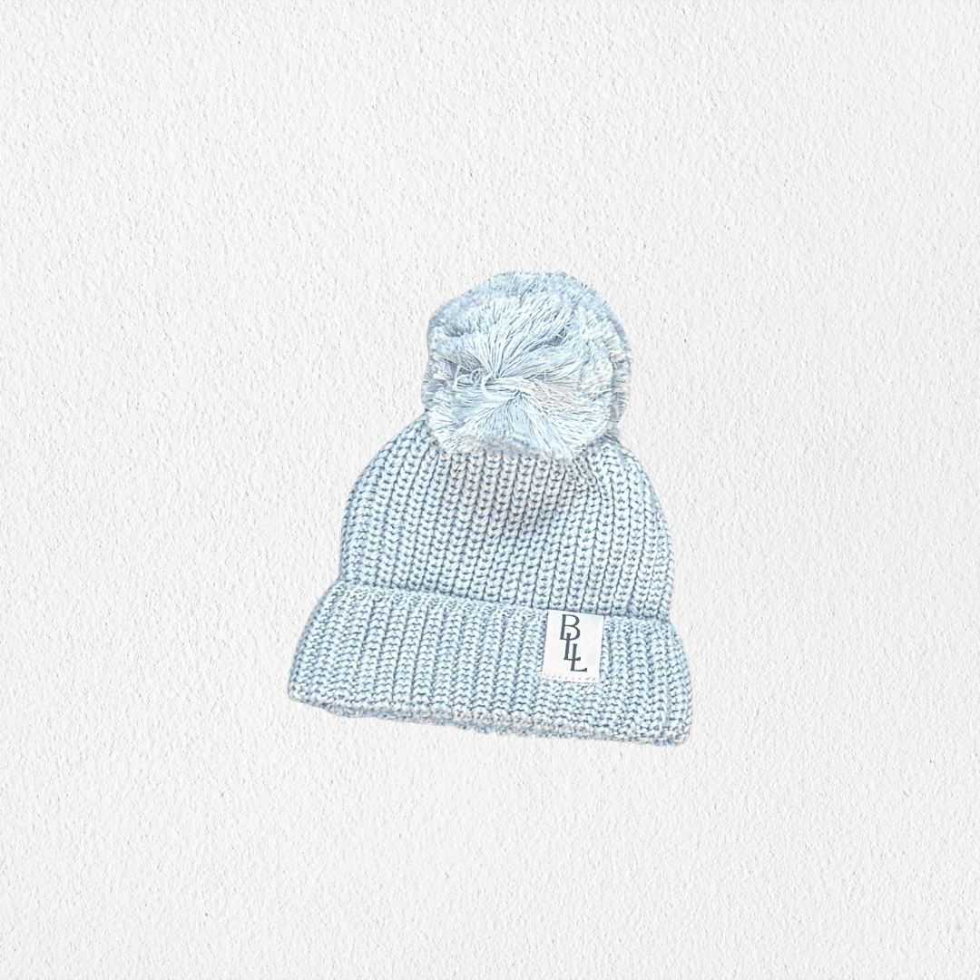 Knit Pom Beanie - Sky