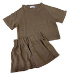 Linen Tee & Shorts Set-Mocha