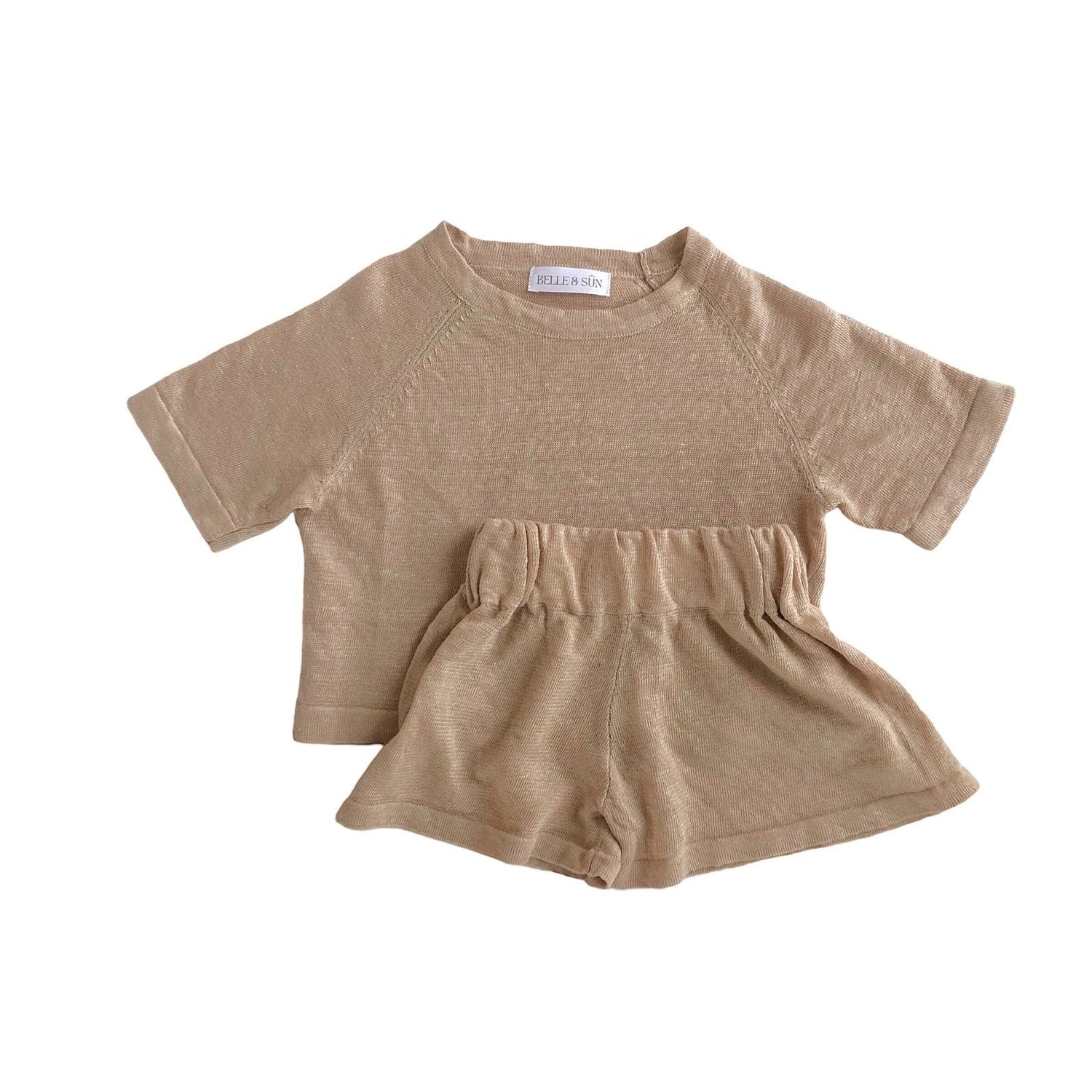 Linen Tee & Shorts Set - Wheat