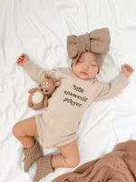 Little Answered Prayer Embroidered Romper | Stone