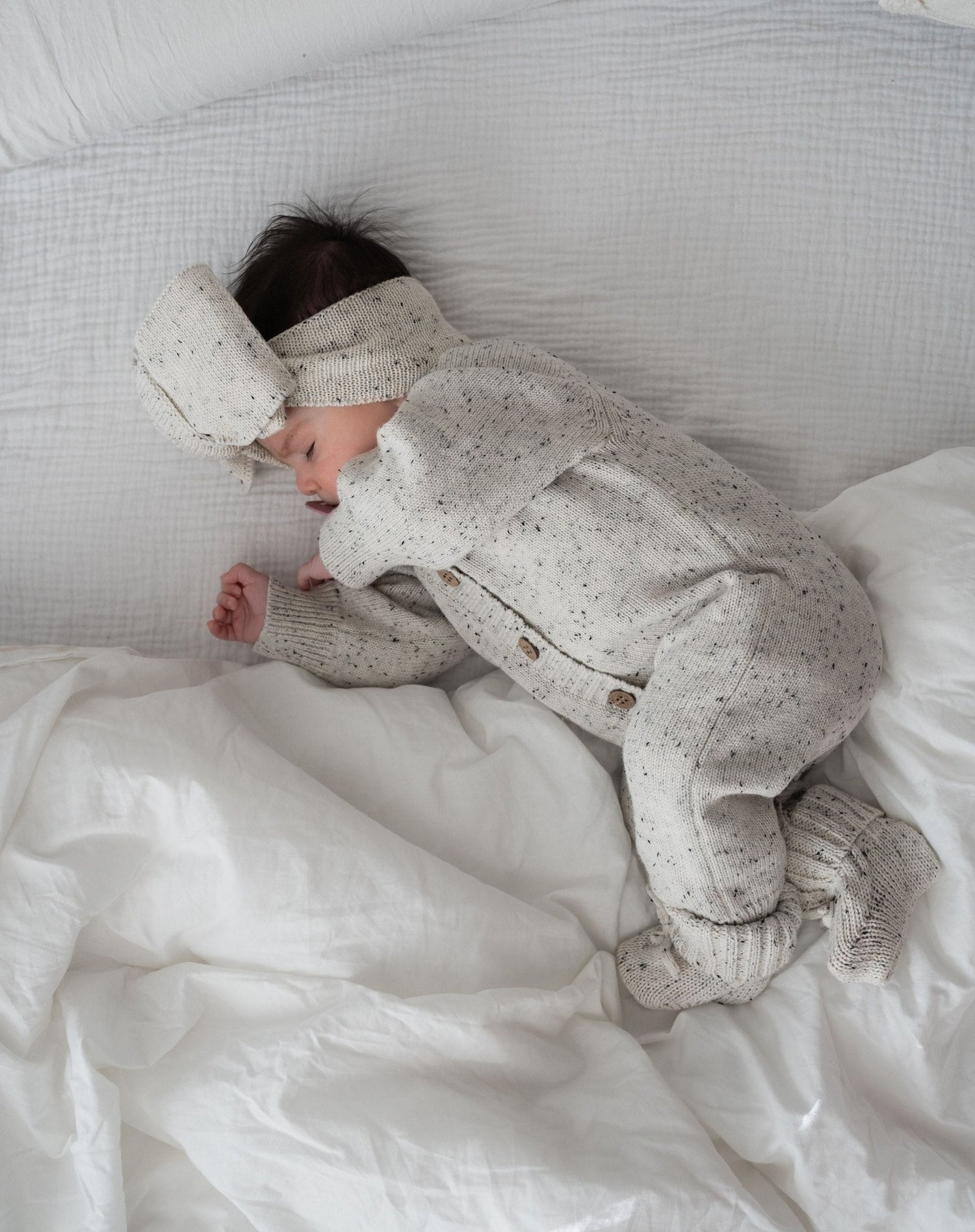 Luxe Knitted Romper - Speckled Dalmatian