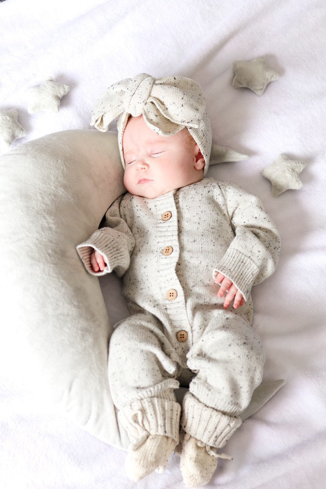 Luxe Knitted Romper | Dalmatian Speckle