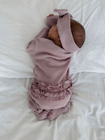 My First Outfit - Flutter Bum Onesie & Topknot Set | Soft Lavender