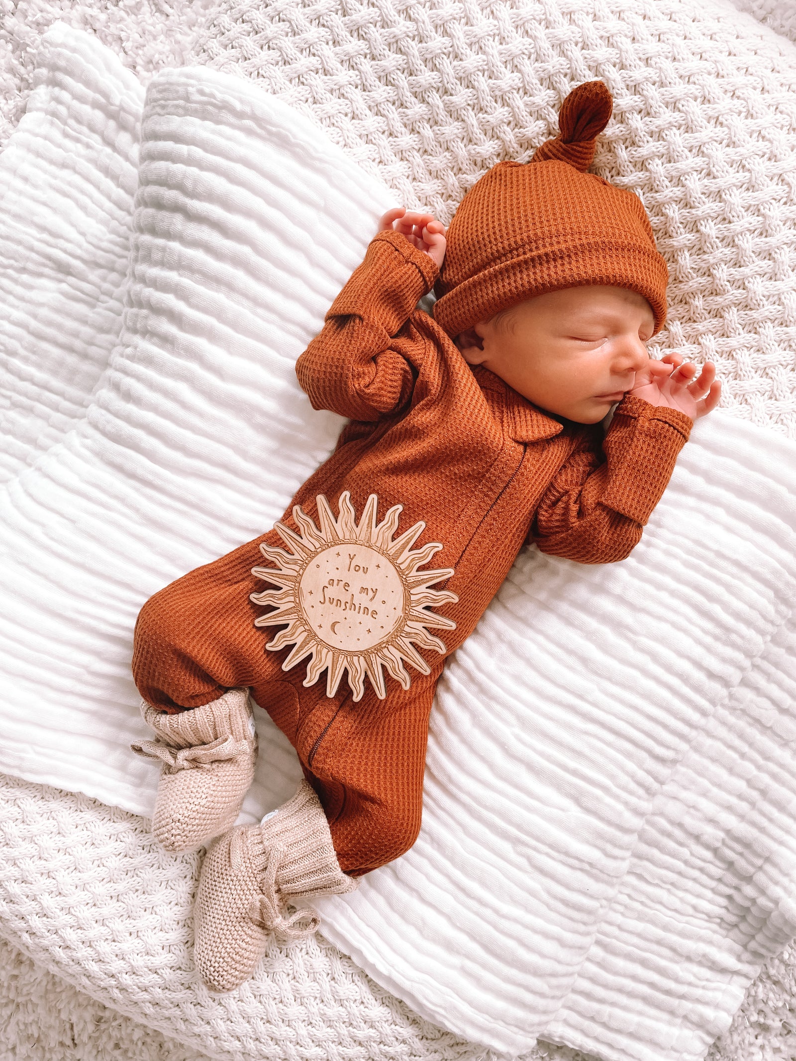 My First Outfit - Footed Overalls & Beanie Set | Bronze