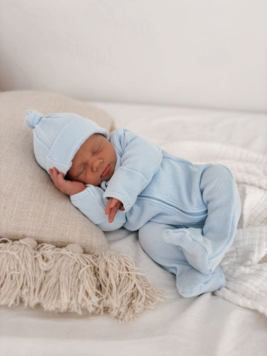 My First Outfit - Onesie & Beanie Set | Baby Blue