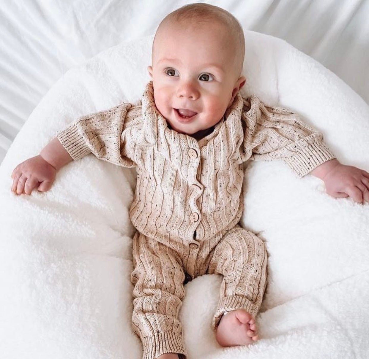 Organic Knitted Romper | Sand Speckled