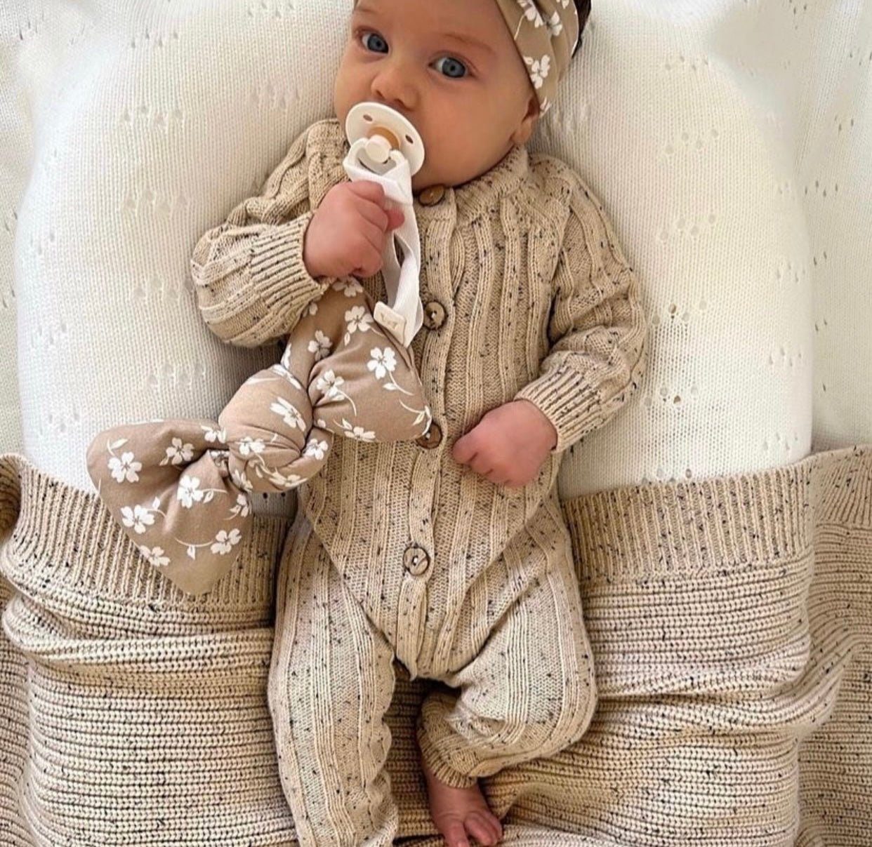 Organic Knitted Romper | Sand Speckled