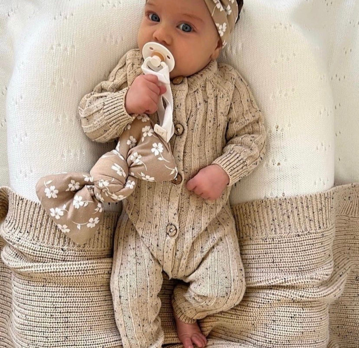 Organic Knitted Romper | Sand Speckled