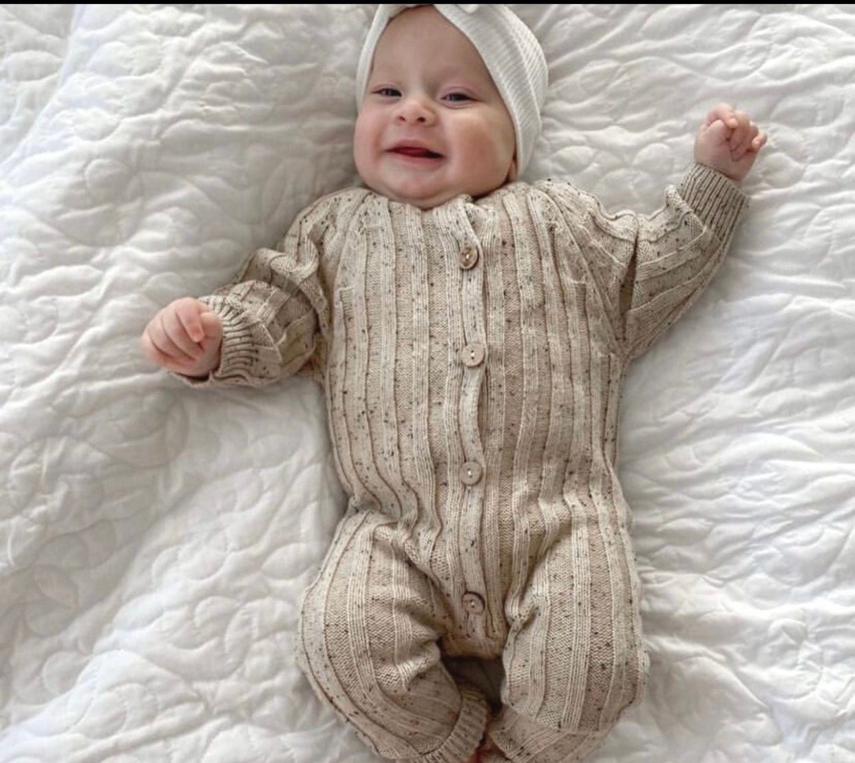 Organic Knitted Romper | Sand Speckled