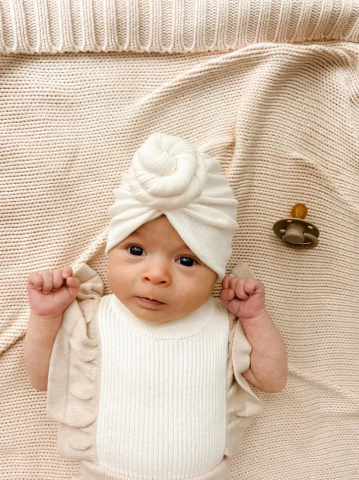 Rib Knot Turban - Milk