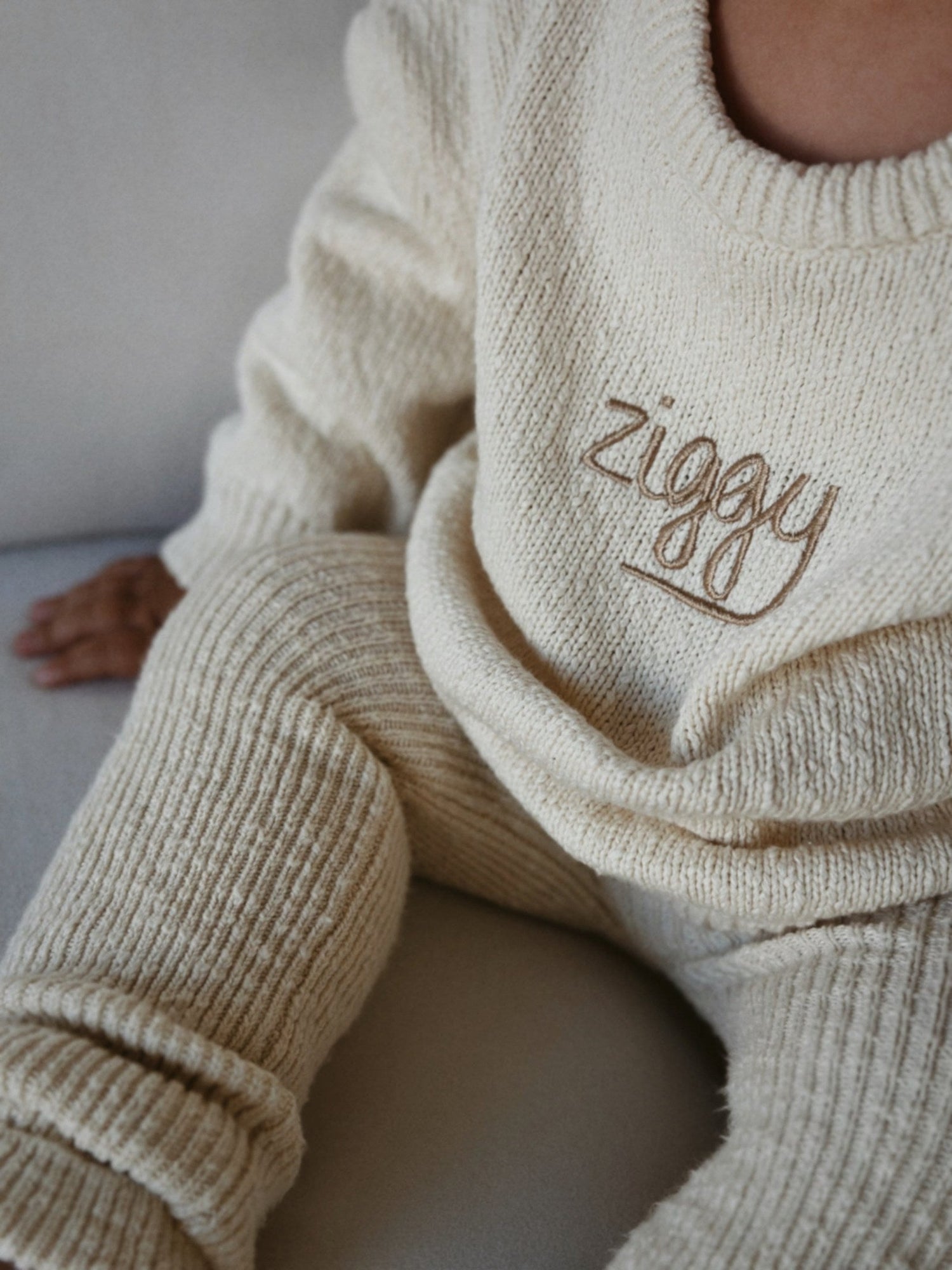 Ribbed Knit Leggings - Oat