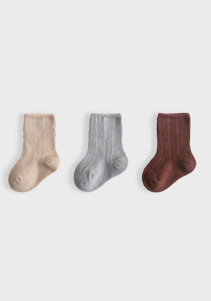 Ribbed Socks Set - Earth Tones
