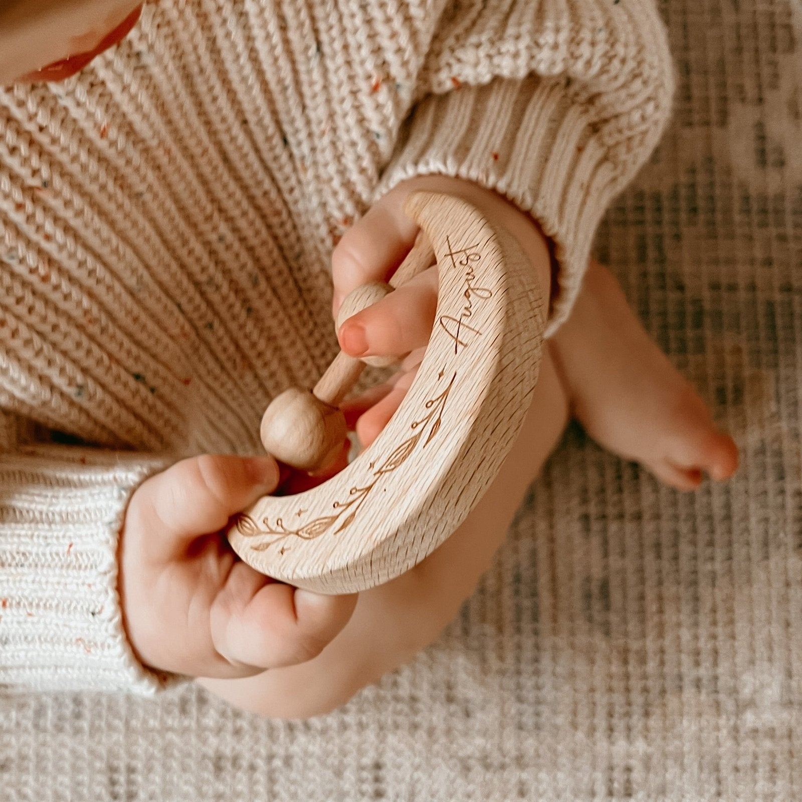 Wooden Moon Rattle