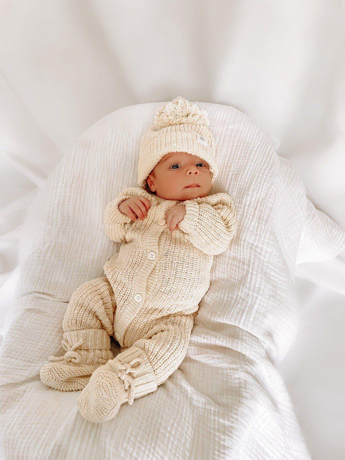 Baby Winter Clothes | Infant Knit Romper | Brave Little Lamb