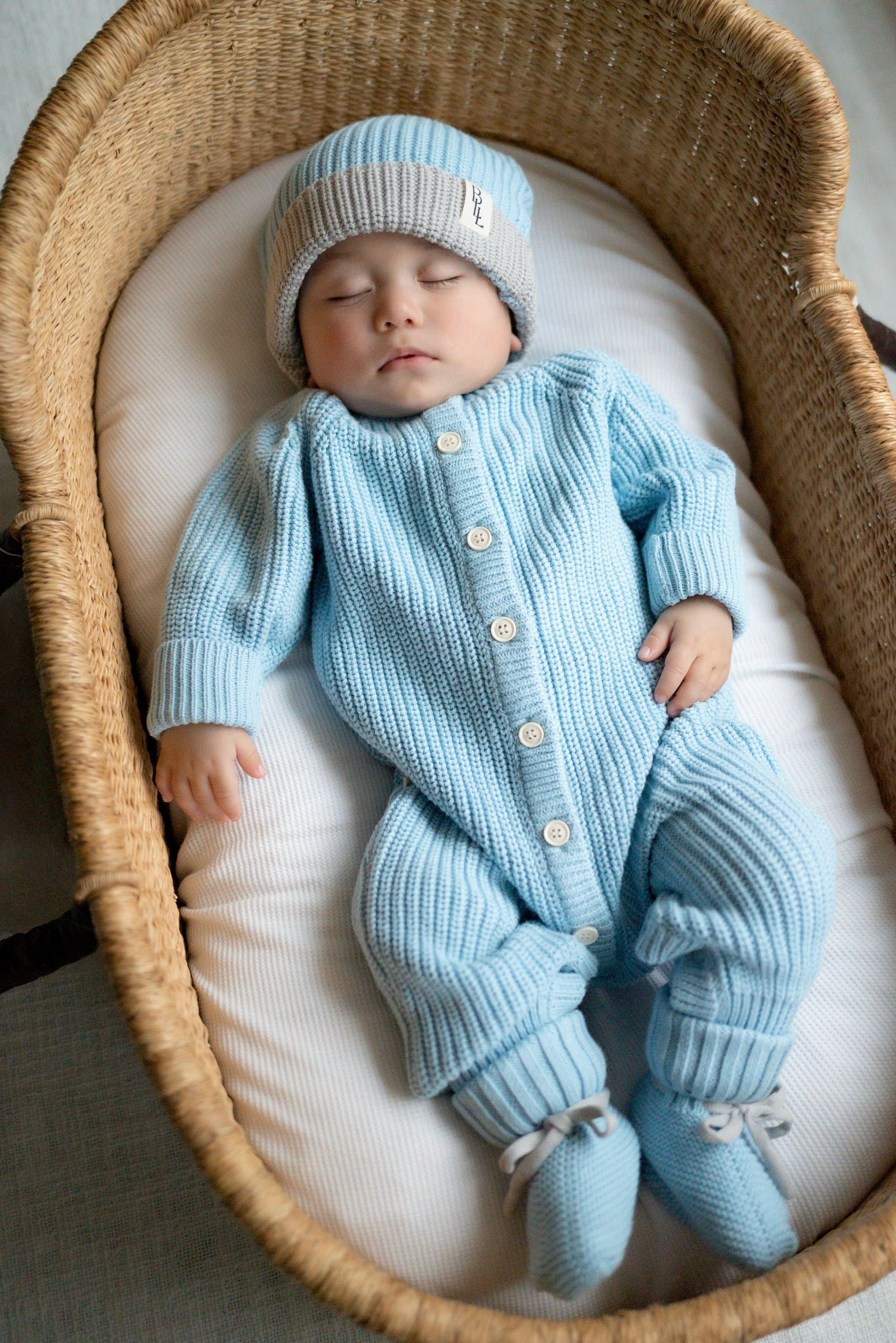 Keepsake Knit Romper | Coastal Blue – Brave Little Lamb