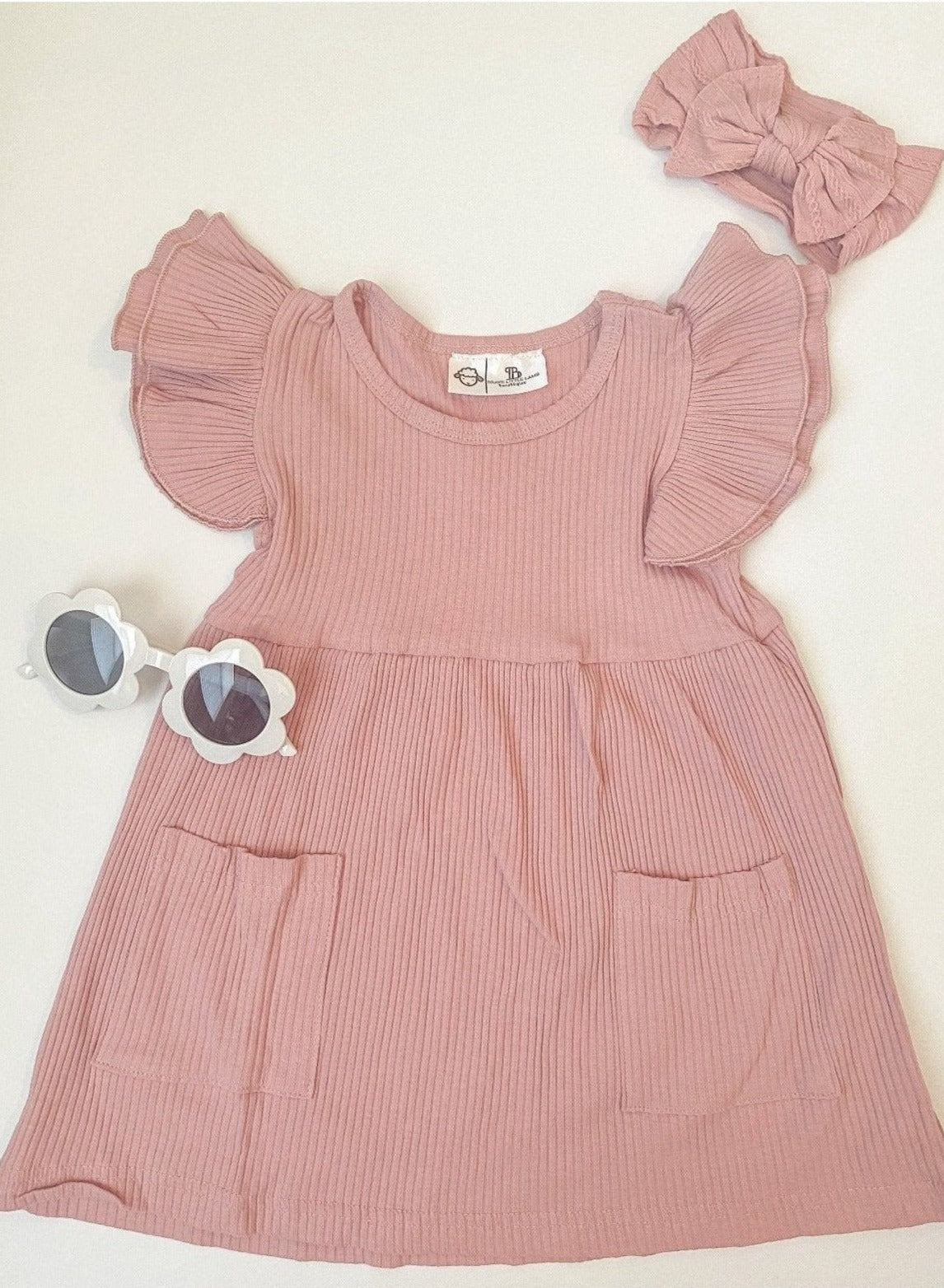 Anna Ribbed Dress-Baby Pink